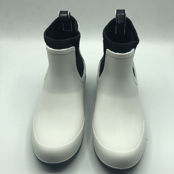 UGG Women's Chevonne White Black Rubber Rain Boots - Picture 3 of 8